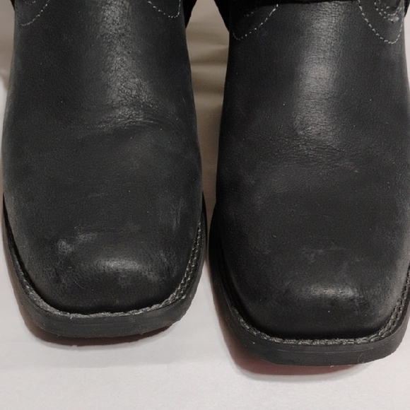 Justin Boots Black Leather Moto Boots Worn Once Sz.10B (XX-53) - Picture 4 of 12